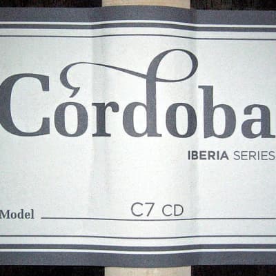 Cordoba C7 Classical Guitar Cedar/Indian Rosewood (Lam.) image 11