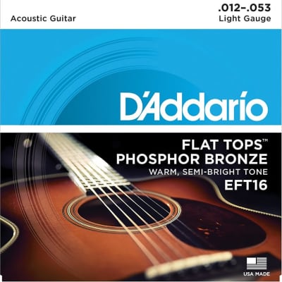 D'Addario EFT16 Phosphor Bronze Flat Top Acoustic Guitar Strings .012-.053 image 1