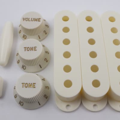 Parchment Pickup Covers 52mm, Knobs & Tips to fit USA Stratocaster guitars