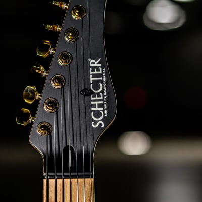 Schecter  USA CUSTOM SHOP PT-7 Black Satin 7-String Electric Guitar w/ Black Tolex Case image 4