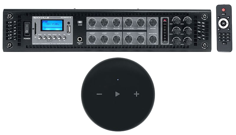 Rockville RCS650-6 650w 6 Zone 70v Commercial Amplifier+Wifi Streaming Receiver  			
