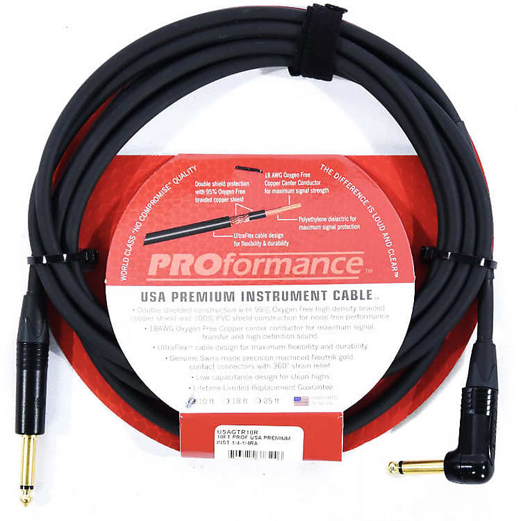 Mint PROformance - USAGTR1/2RR - Pedal Jumper - Premium Instrument Cable - Double Right Angle - 6" image 1