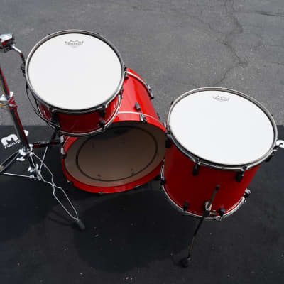 Noble & Cooley/USA /CD-Maple Series 3pc Shell Pack - Transparent Red High Gloss w/ Black Hardware | 12'', 14'', 20" image 11