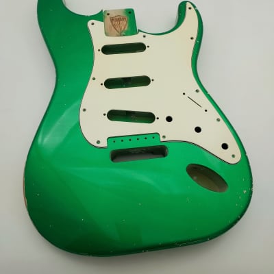 4lbs 1oz BloomDoom Nitro Lacquer Aged Relic Candy Apple Green S-Style Vintage Custom Guitar Body image 1