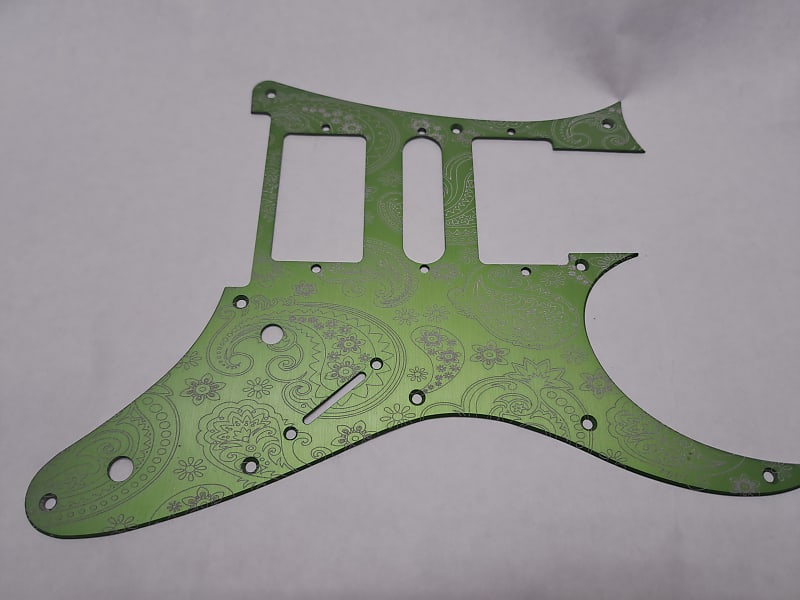 Paisley Venom Green Anodized Aluminum pickguard fits Ibanez (tm