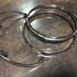 Ludwig 14 Inch Die Cast Snare Hoops Top & Bottom With Catch Holes 2008 Chrome image 3