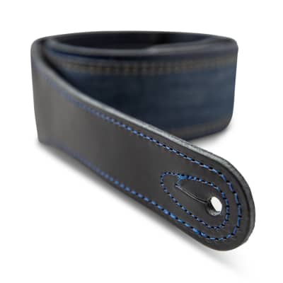Taylor Blue Denim Strap, Navy Leather Edges, 2.5" image 2
