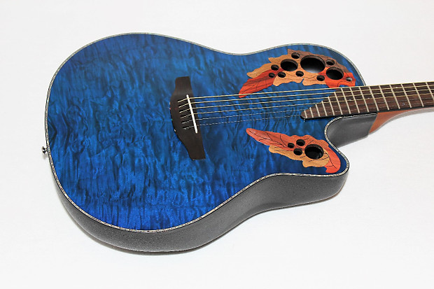 Ovation CE44P-8TQ Celebrity Elite Plus Blue Acoustic-Electric Guitar w/  Gigbag