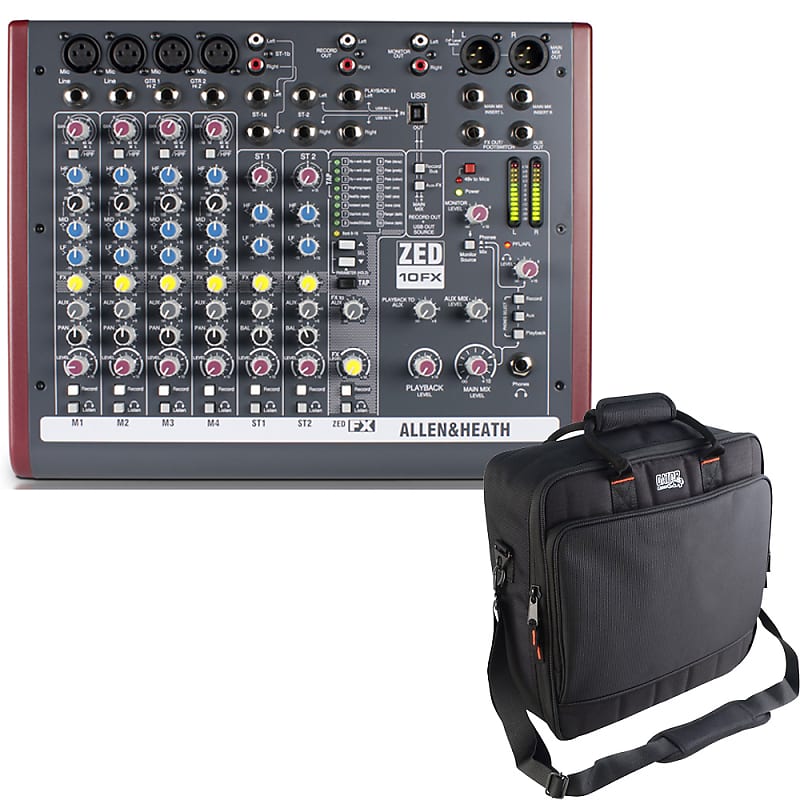 Allen & Heath ZED-10FX 10-Channel USB Effects Mixer with Gator Carry Bag image 1