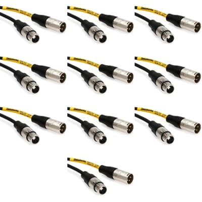 Pro Co EXM-1.5 Excellines XLR Female to XLR Male Patch Cable - 1.5 foot (10-Pack)