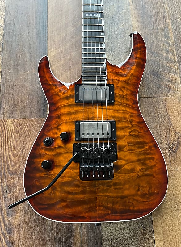 Lefty Left Handed ESP E-II Horizon FR-II Electric Guitar Tiger Eye Sunburst image 1