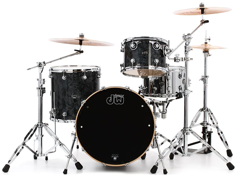 DW Performance Series 3-piece Shell Pack with 22 inch Bass Drum - Black Diamond FinishPly image 1