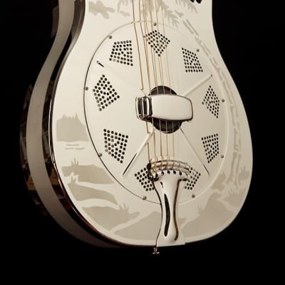 National Reso-Phonic Style O Brass Bodied 12 Fret 2023 Mirror Nickel with Deco Palm Tree Design - IN STOCK NOW! image 5