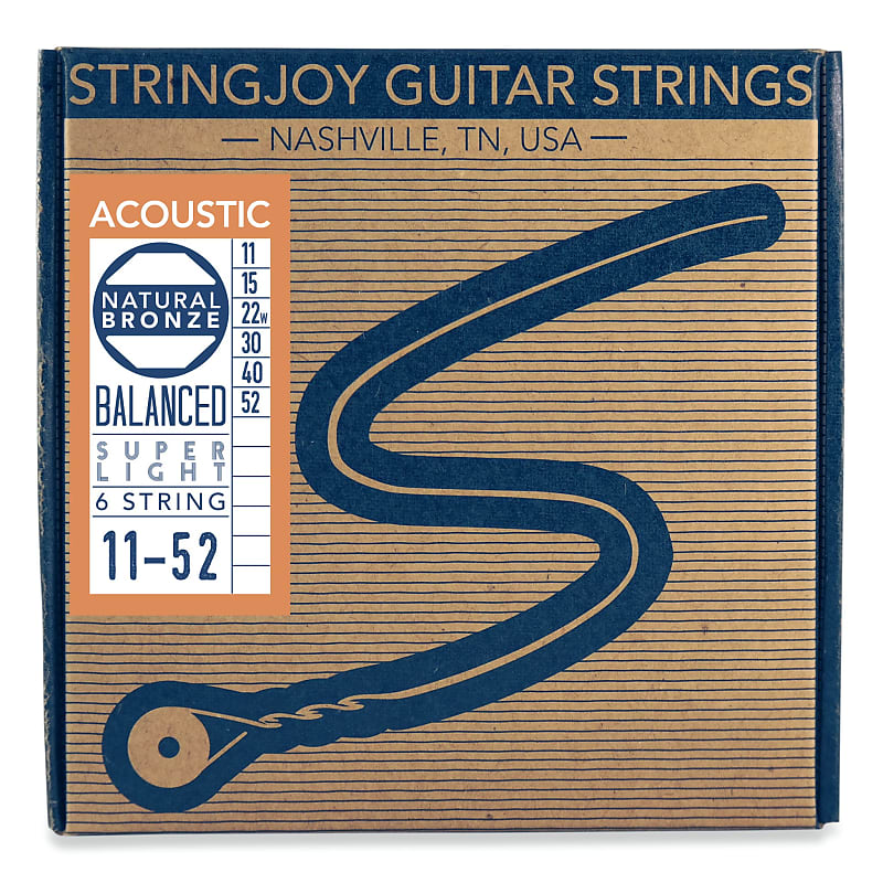 Stringjoy Naturals Phosphor Bronze Acoustic Guitar Strings - Balanced Super Light (.11 - .52) image 1