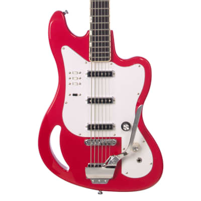 Eastwood Guitars TB-64 - Red - MRG Series Teisco-inspired Short Scale 6-string Electric Bass - NEW! for sale