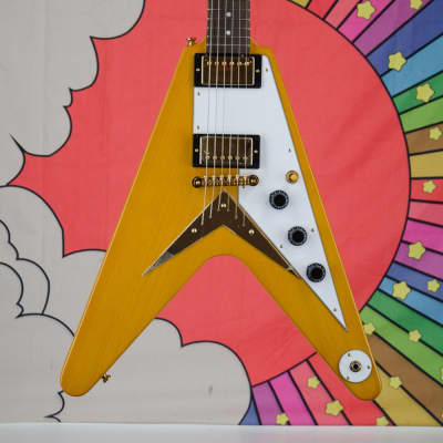 Rare 2001 Washburn USA PTK Pop Top Flying V Natural Korina w/ hard case |  Reverb