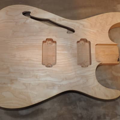 Unfinished Jackson Dinky Style Super Strat Body 2 Piece Alder with a Figured Birdseye Maple 2 Piece Top Double Humbucker Pickup Routes 3 Pounds 1.7 Ounces Chambered Semi-Hollow Very Light! image 2