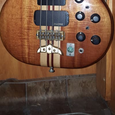 Alembic Series 1 Short scale bass 1979 Koa top. w/original Blue Alembic case.Additional Price Drop. image 4