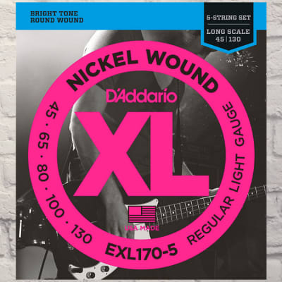 D'Addario EXL170-5 5-String Light Nickel Wound 5 Bass Strings 45-130 image 2
