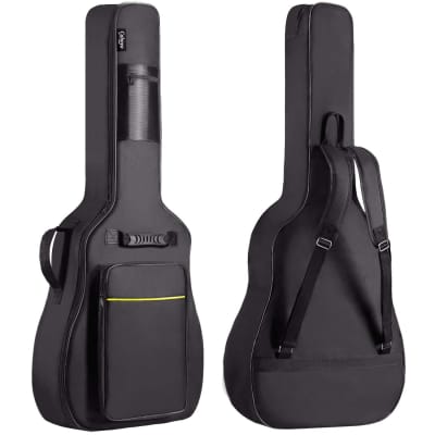 41 Inch Acoustic Guitar Bag 0.35 Inch Thick Padding Water Resistent Dual Adjustable Shoulder Strap Guitar Case Gig Bag with Back Hanger Loop, Black for sale