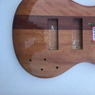 Natural Glossy Finish Mahogany Wood Neck-Through Bass Guitar Body image 3