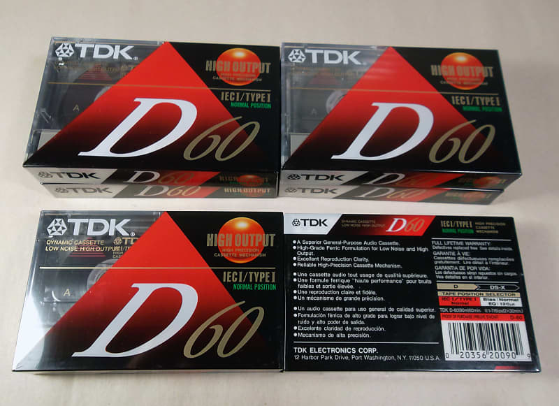 6 TDK D-60 D60 IEC Type I Normal Hi Output NOS Sealed Cassette Tapes Cassette Tapes  			
