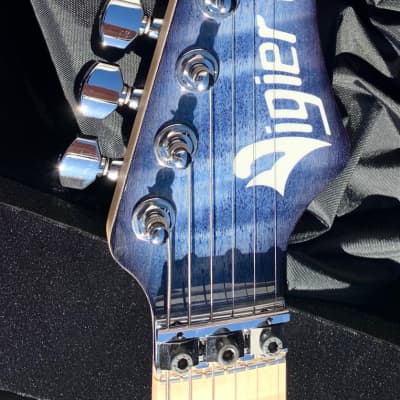 Vigier Excalibur Custom Mysterious Blue Flame Top Electric Guitar & Case image 7