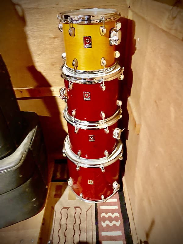 Premier Drums XPK Birch/Eucalyptus 3 ply shells. Solid, quality great sounding drums. 1990’S Red stain image 1