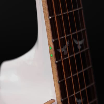 Lindo White Dove V3 Electro Acoustic Guitar | Beautiful High Gloss Finish | Roasted Maple Binding | Preamp/Tuner/LCD | Luminlays | Nylon Strings image 5