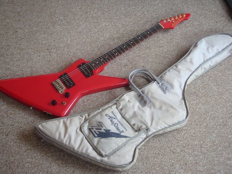 Aria Pro II ZZ Deluxe Explorer 1983 Red Made in Japan | Reverb