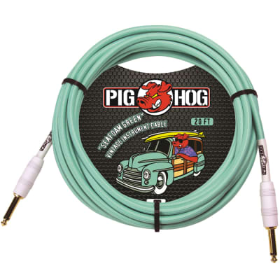 Pig Hog PCH20SG Seafoam Green Straight to Straight 1/4 inch Cable 20Ft image 1