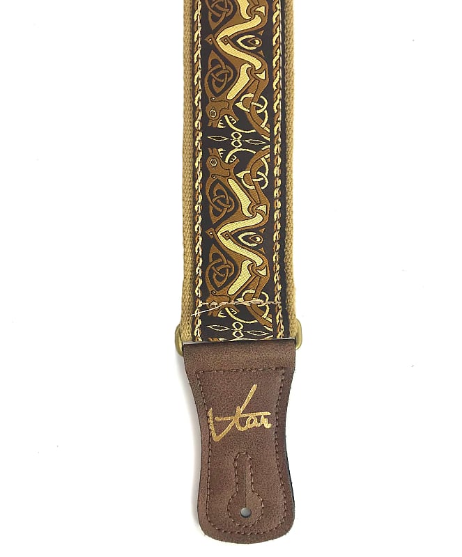 Handmade Irish Celtic Book Of Kells Brown outlet Hemp Guitar Strap by VTAR, Made with Brown Vegan Leather & Brass Acoustic, Bass and Electric