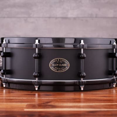 NOBLE & COOLEY 14 X 4.75 ALLOY CAST ALUMINIUM SNARE DRUM, CAST HOOPS BLACK  ON BLACK (PRE-LOVED) | Reverb