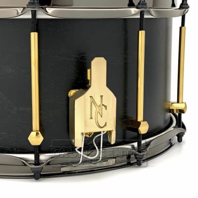 Noble & Cooley Solid Shell Classic Walnut Snare Drum 14x7 Matte Black w/Brass Hardware image 2