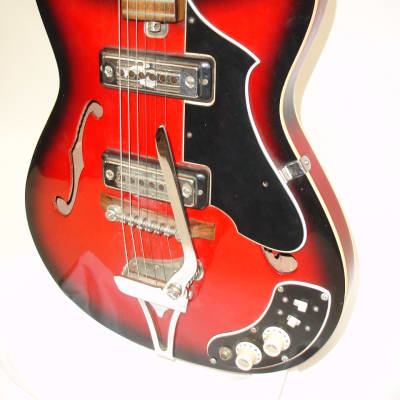 Vintage 1960's Kingston Model 3 Electric Guitar Red Sunburst image 2