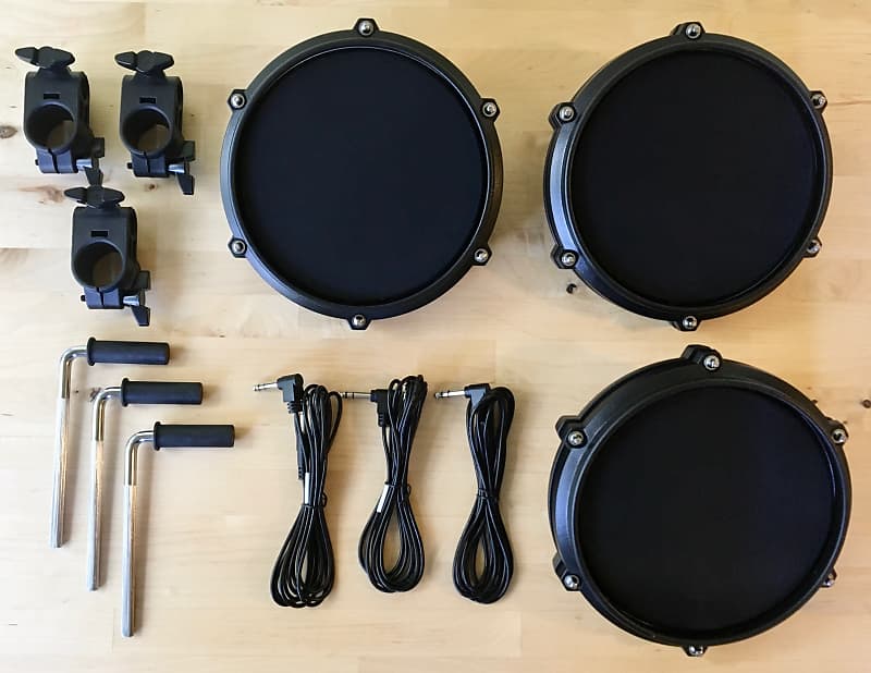 Set of 3 - NEW Alesis Turbo 8" Single-Zone Mesh Pads Pack-Drum,Clamp,Rod,Cable 1 image 1