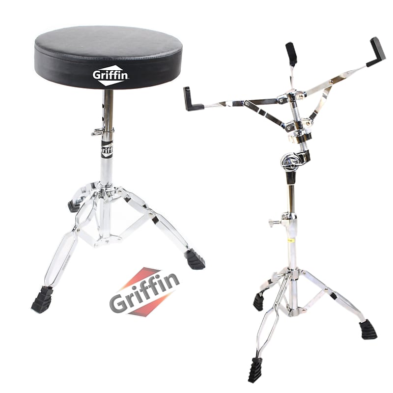 GRIFFIN Snare Stand & Drum Throne (2-Pack Set) | Chrome | Reverb