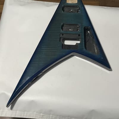 2006 MIJ Jackson RR3 RR Rhoads V Blue Flame Guitar Body Floyd Tremolo Ready image 3