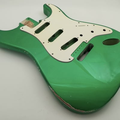 4lbs 1oz BloomDoom Nitro Lacquer Aged Relic Candy Apple Green S-Style Vintage Custom Guitar Body image 5