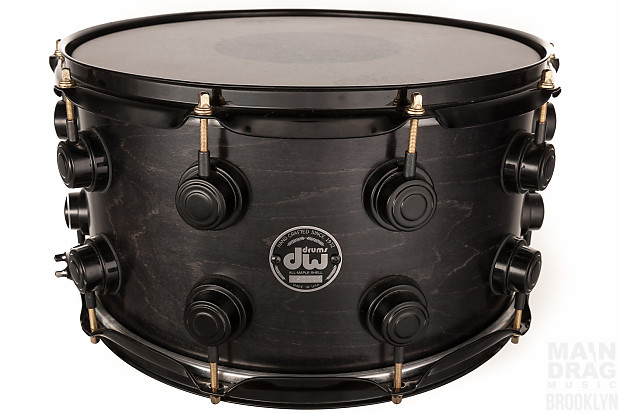 Used DW Collectors 8x14 Maple Snare Drum, Ebony Satin Oil W/ Black Hardware