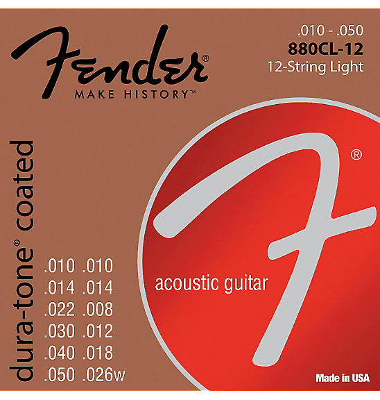 Fender 880CL-12 Coated 80/20 Bronze 12-String Acoustic Strings - Custom Light image 1