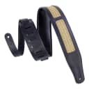 Levy's Leathers MCG26A-BLKGLD 2 1/2" Wide Black Chrome-Tan Leather Guitar Strap