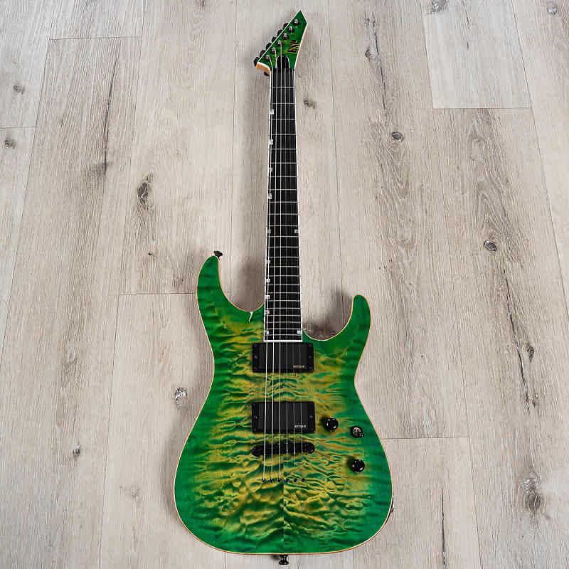 ESP USA Horizon-II Guitar, Quilt Maple Top, EMG 81-X / 85-X Pickups, Lime  Burst