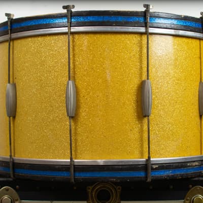 1940s Slingerland 14x28 Gold Sparkle Radio King Bass Drum image 5