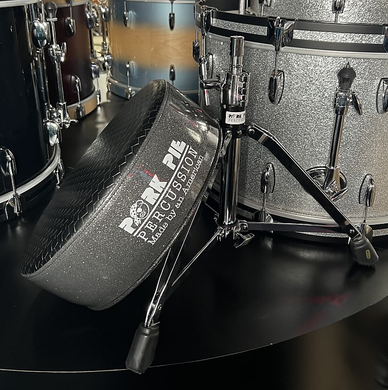 Pork Pie Round Drum Throne in Biker Black Top w/ Charcoal Reverb