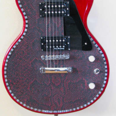 Custom Designed & Crafted  RED LP SPECIAL STYLE RED SNAKE TOLEX W/HEMALYKE STONES & WHITE QUARTZ STONES SERIAL #047 -2024 image 5