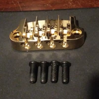 Hipshot Gold Supertone Bass Bridge with Both Sets of Mounting Screws image 6