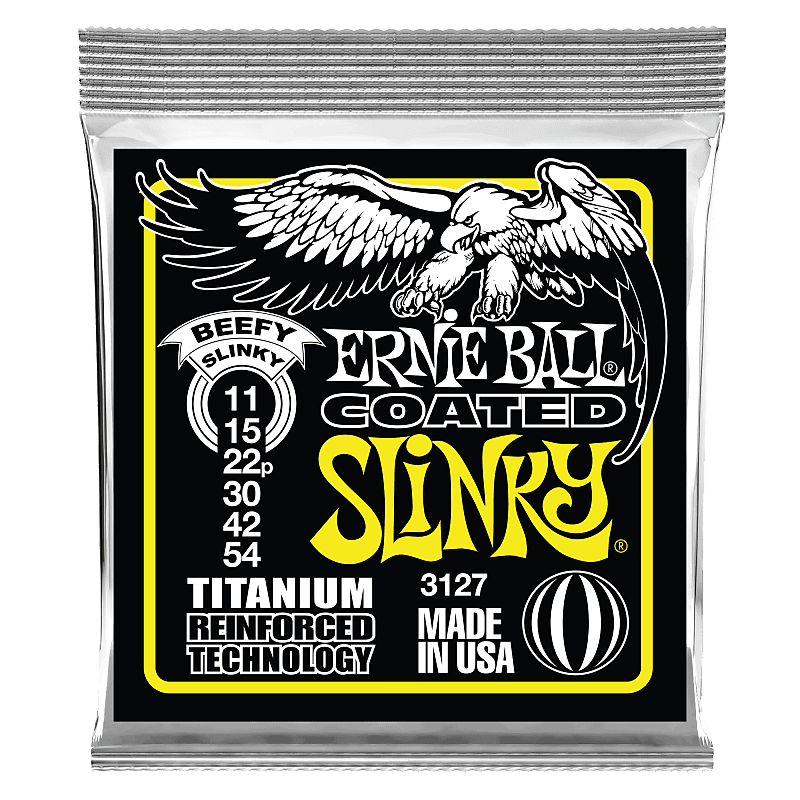 Ernie Ball P03127 Coated Beefy Slinky Electric Guitar Strings, 11-54, Made in USA image 1
