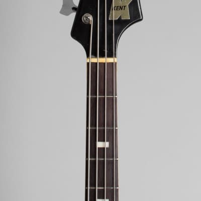Kent Model 534 Basin Street Solid Body Electric Bass Guitar, made by Teisco (1965), original brown tolex hard shell case. image 5