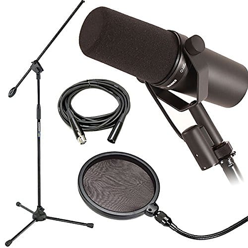 Shure SM7B Dynamic Vocal Mic Bundle w/ Mic Boom Stand, Pop Filter & 20' XLR Cable image 1